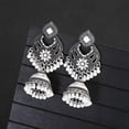 thumbnail image 4 of HOOUN Boho Ethnic Green Flower Drop Earrings for Women Pendient Silver Color Jewelry-2#, 4 of 9