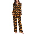 thumbnail image 3 of Brqkzdu 2 Piece Womens Halloween Pajamas Sets Long Sleeve Collar Button Down Pj and Pajama Pants Loose Comfy Nightwear Sets, 3 of 8