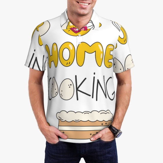 Fotbe Home Cooking Camiseta Polo de Golf para Hombre con Estampado – Camisa Deportiva Transpirable con Cuello Abotonado-Medium