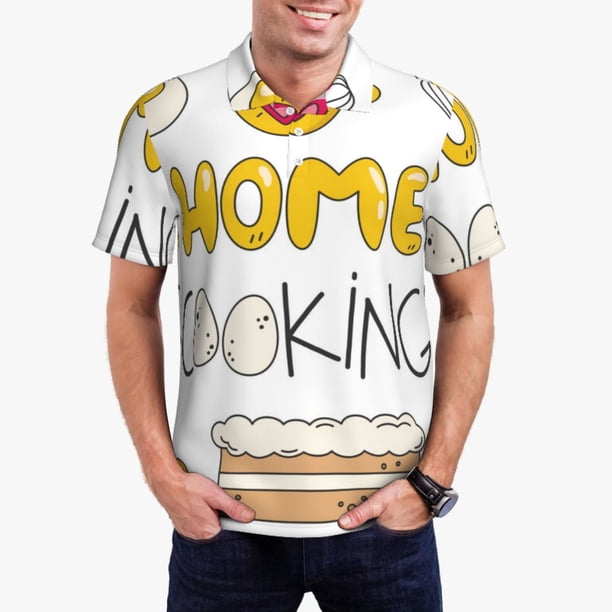 Balery Home Cooking Camisa Polo de Hombre con Estampado, de Manga Corta y Tejido Medio, Camisa Tipo Golf Polo-3X-Large