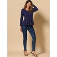 thumbnail image 3 of DARING DIVA Women's Long Sleeve Scoop Neck Top S Dark Blue, 3 of 6
