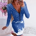 thumbnail image 3 of Ropa de Navidad para mujer, minivestido ajustado de manga larga con estampado de Papá Noel, camiseta holgada, suave y cómoda, 3 of 4
