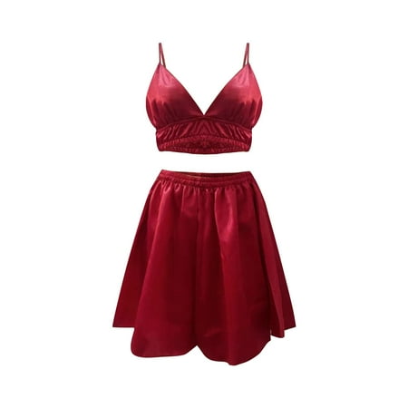 

NKOOGH Silk Womens Pajamas Set Plus Size Sheer Robe 3X Women s Suspender Skirt Three Piece Silk Texture Long Sleeved Home Clothes