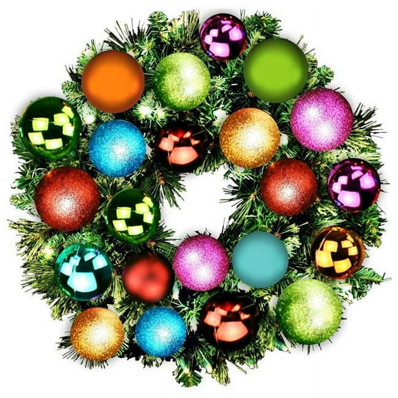 Queens of Christmas  2 ft. Pre-Lit LED Sequoia Christmas Wreath with The Tropical Ornament, Warm White