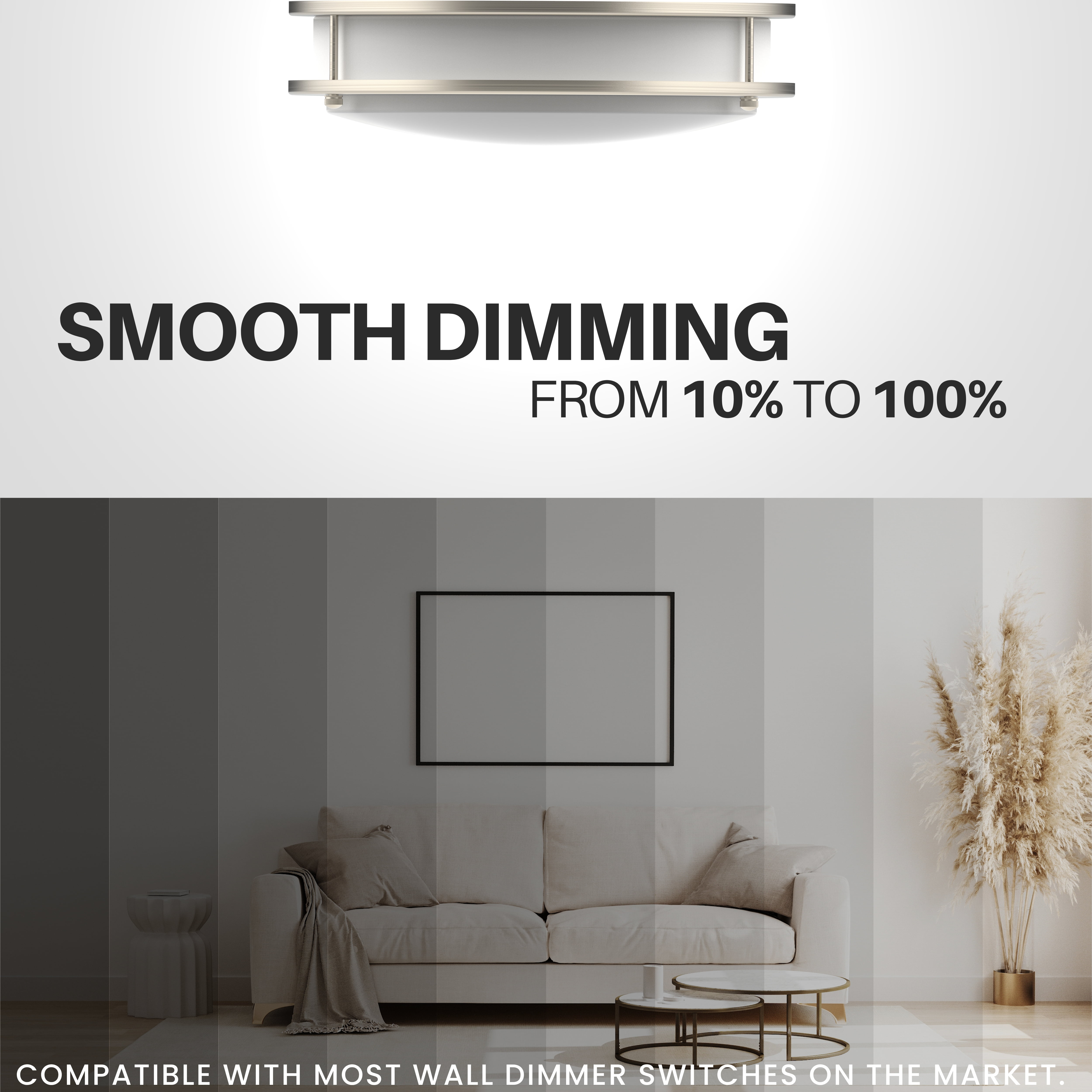 LED Ceiling Light Flush Mount 10 Inch 2-Pack Dimmable Surface Mount 4000K Bright White Brushed Nickel Light Fixture for Kitchen, Hallway, Bathroom, Bedroom