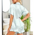 thumbnail image 4 of Avidlove Women Floral Satin Pajama Set Silky Short Sleeve Sleepwear with Ruffle Shorts Soft Pj Set Button Down Nightwear Green S-XXL, 4 of 6
