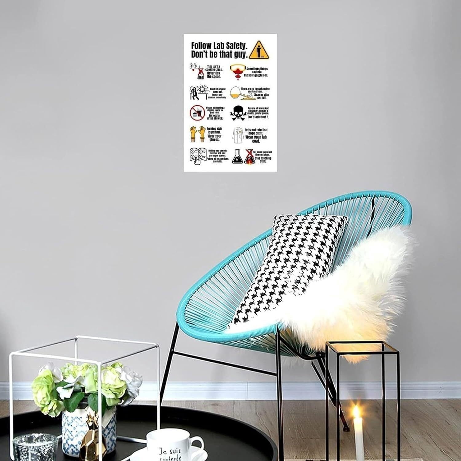 Funny Science Lab Safety Rules Poster (2) Canvas Print Wall Art Decoration Living Room Office Bedroom Aesthetic