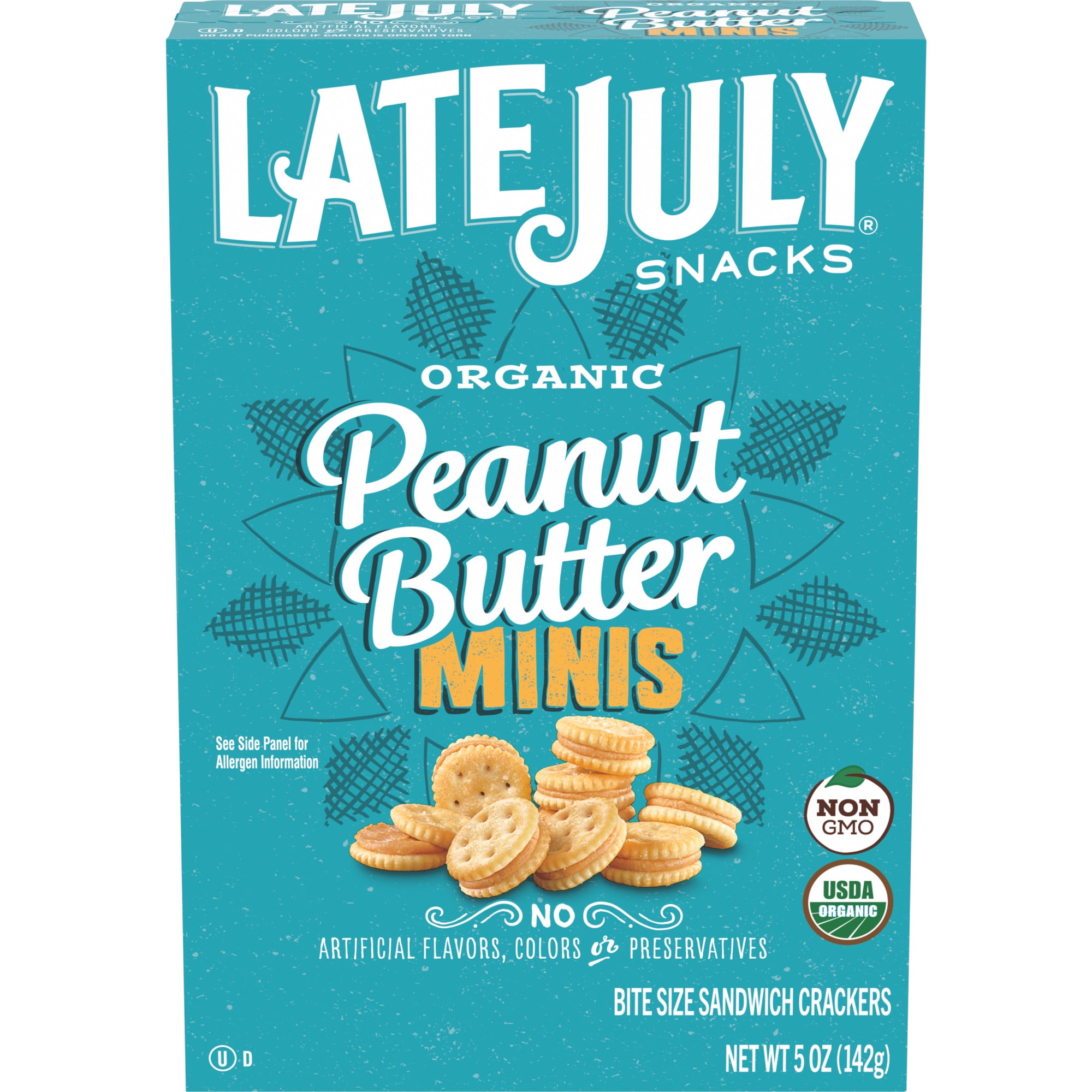 LATE JULY Snacks Crackers Organic Peanut Butter Minis Sandwich Crackers