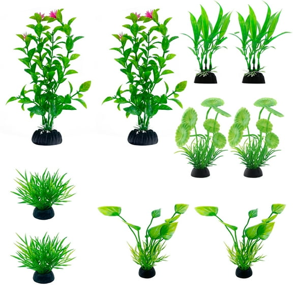 Fish Tank Accessories Green Plants, Aquarium Decor Plastic Plants, Fish Tank Decorations 10PCS