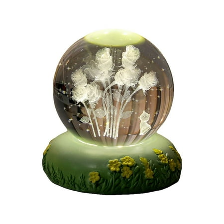 

BeyXokBey Clearance desktop ornament 3D Crystal Lamp 3D Flower Crystal Night Light With Warm Lamp And Colored Lamp Base Ideal Birthday Gift For Friends Lovers Boys And Girls