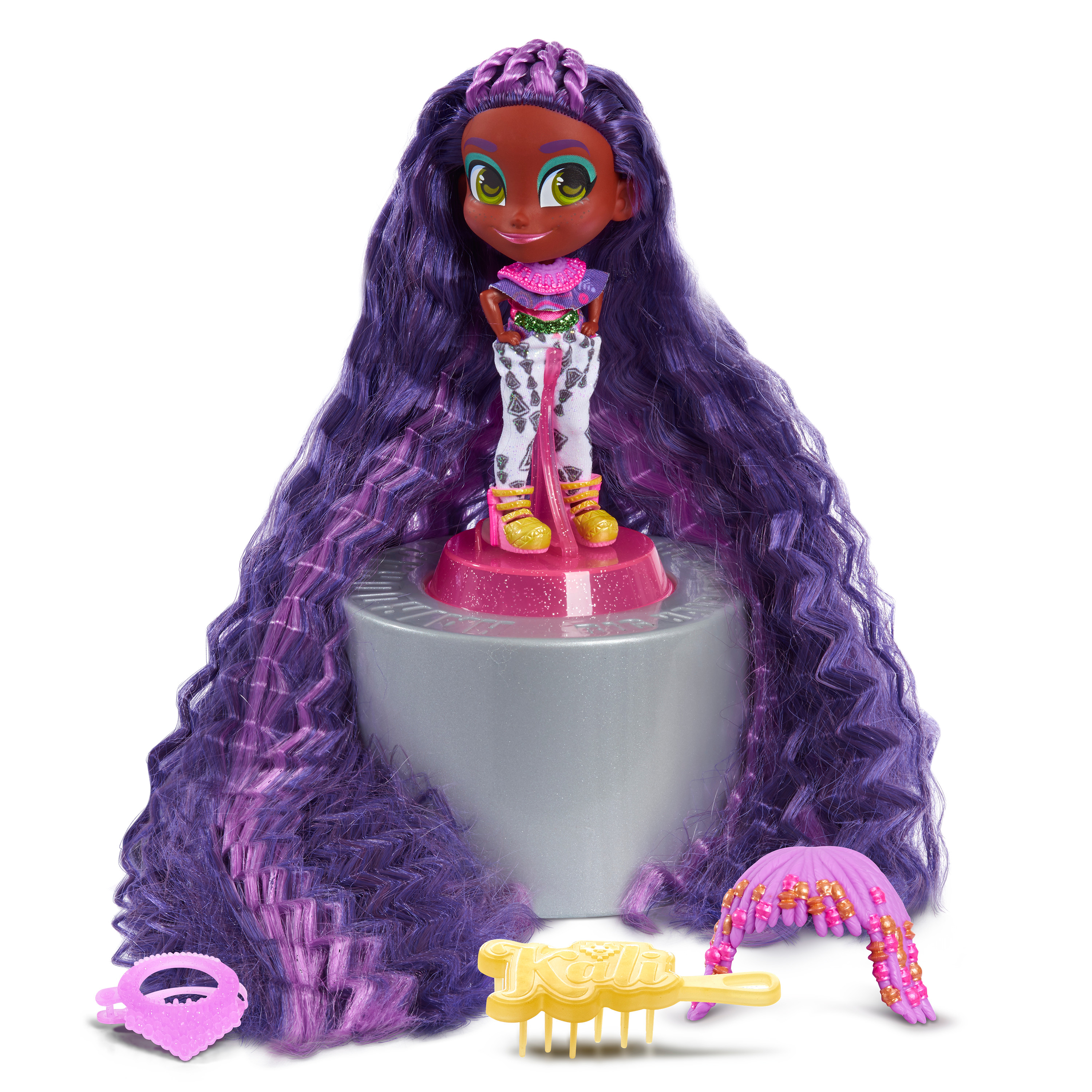 Hairdorables Longest Hair Ever! Kali, Includes 8 Surprises, 10-Inches of Hair to Style, Purple,  Kids Toys for Ages 3 Up, Gifts and Presents - image 3 of 8