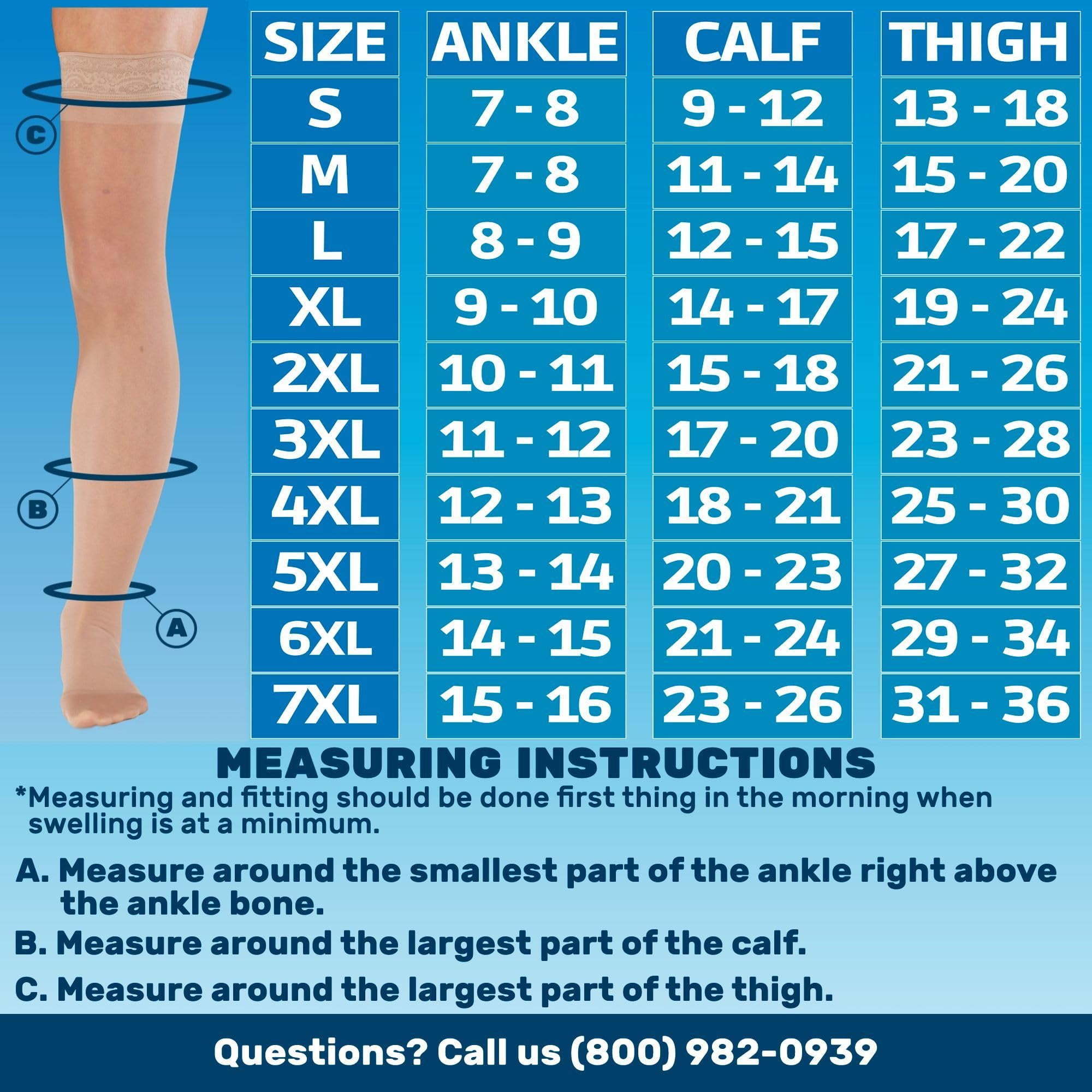 Made in USA Compression Thigh High for Women Swelling 20-30mmHg Nude, Small