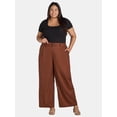 thumbnail image 3 of Terra & Sky Women's Plus Size Wide Leg Work Pants, 30" Inseam, Sizes 0X-5X, 3 of 4