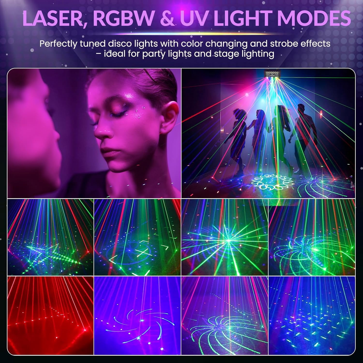 BAKOD 27-Eyes Laser Stage Light – RGB Rave Beam Show Projector for DJ, Disco, Party, Club, Bar, Parties, Rave