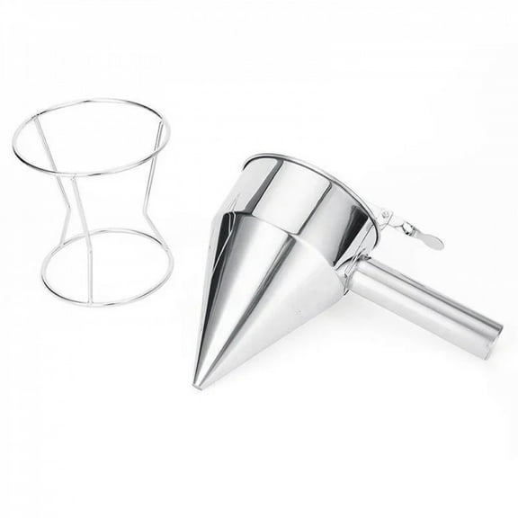 600/1200ML Oil Bucket with Holder Stainless Steel Funnel Dispenser Cupcake Pancake Batter Octopus Ball Kitchen Baking Tool