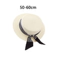 thumbnail image 5 of tasrioml Ribbon Lace-up Decor Flat Dome Sun Hat Women Wide Brim Sunscreen Straw Hat Fashion Accessories, 5 of 7