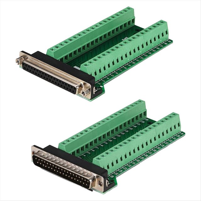 Conector de Placa de Conexión Macho Hembra DB37 de 2 Piezas, Adaptador Sin Soldadura de Terminal de Puerto Serie RS232 D-SUB de 37 Pines