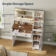 thumbnail image 6 of HOOBRO White Vanity Desk with Mirror and Lights, Farmhouse Vanity Makeup Desk with Charging Station, 41.5" Makeup Vanity Desk with Lighted Mirror, Power Outlet WH55UDSZ01, 6 of 19