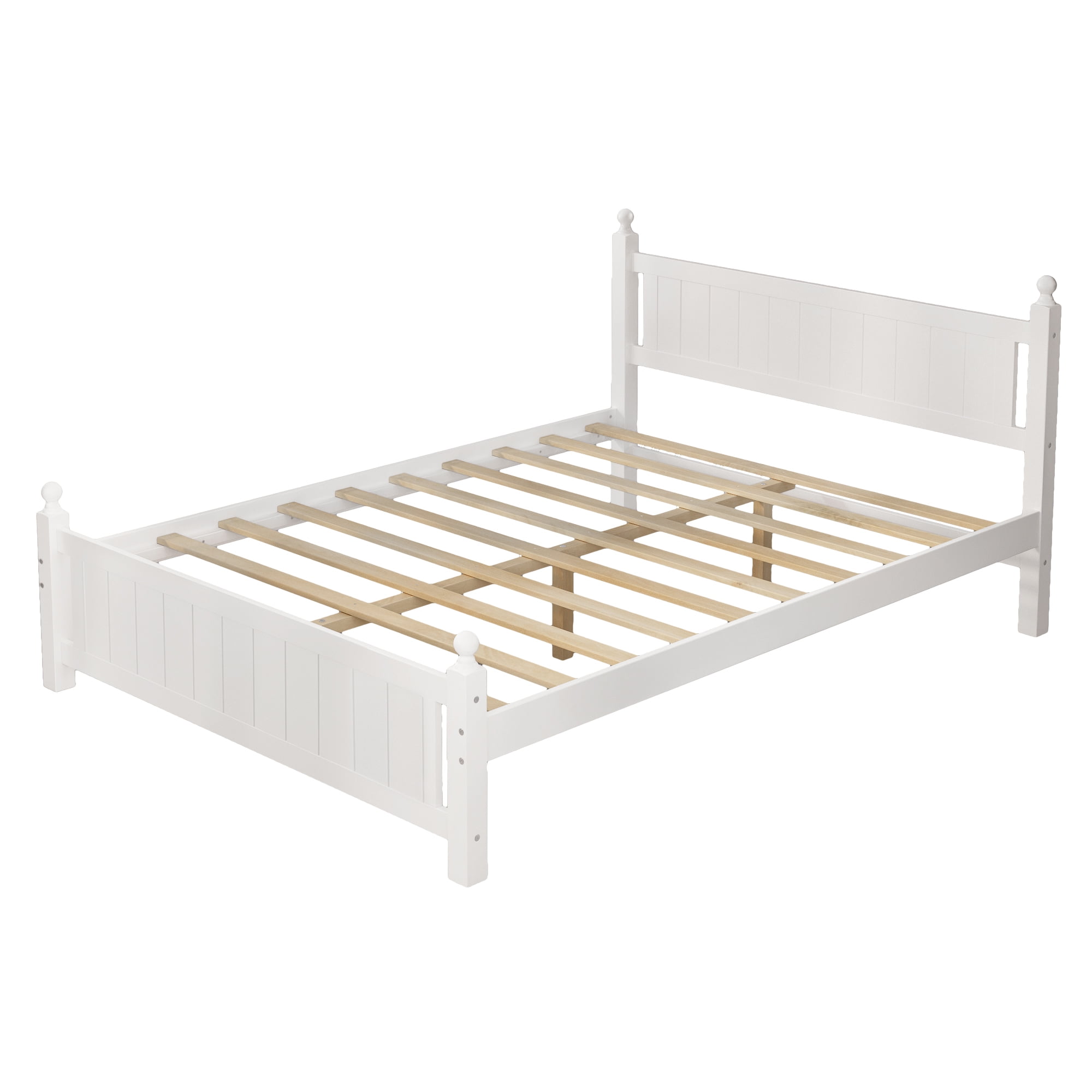EUROCO Wood Platform Bed with Slat Support, Multiple Sizes (Queen)