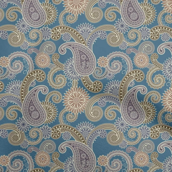 oneOone Polyester Spandex Grayish Blue Fabric Paisleys Diy Clothing Quilting Fabric Print Fabric By Yard 56 Inch Wide-DO