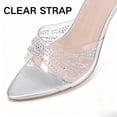 thumbnail image 3 of CHICVOMEY High Heels for Women Pointed Toe 2.76in Stiletto Sexy Clear Transparent Strap Rhinestone Dress Sandals Formal Occasion Banquet Stage, 3 of 7