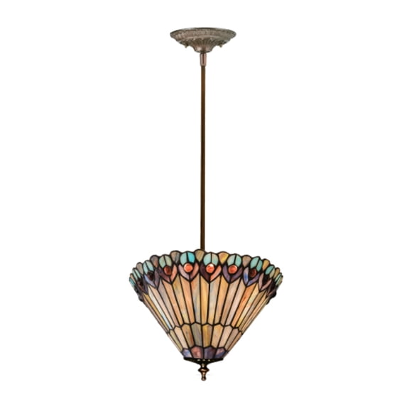 Meyda Tiffany 23199 12" W Tiffany Jeweled Peacock Semi-Flushmount Ceiling Fixture -