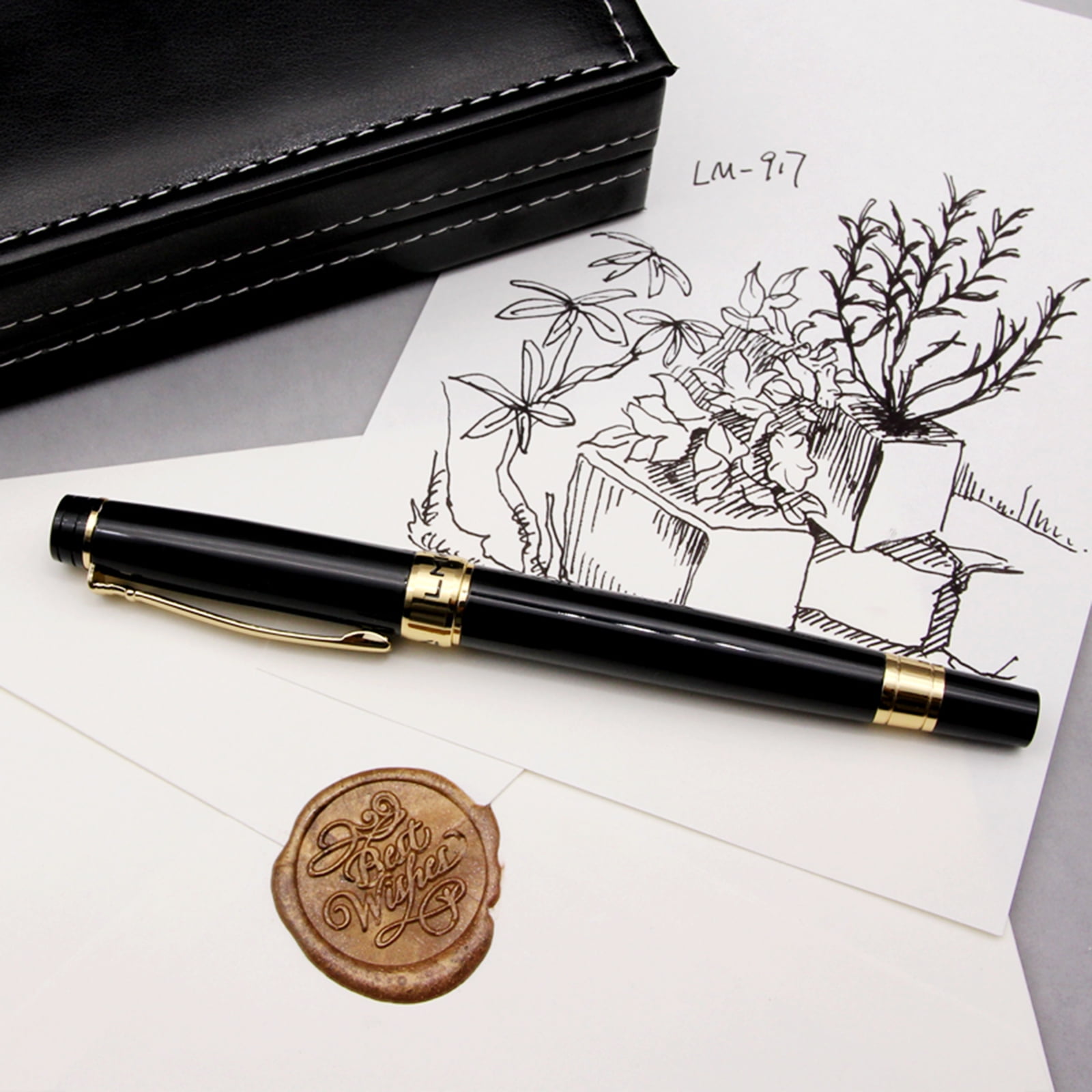 Piston-Filled Fountain Pen Push/Pull to Refilled F Nib Write Smooth for Student