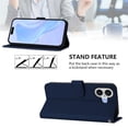 thumbnail image 6 of Wallet Case Compatible for iPhone Air, PU Leather Magnetic Closure Protective Flip Folio Case with 3 Card Holder and Wrist Strap Cover Women Men,Navy Blue,For iPhone Air, 6 of 10