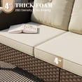 thumbnail image 2 of POTEBAN 5-Piece Outdoor Patio Furniture Set, PE Wicker 3-Seat Sofa, 2 Swivel Rocking Chairs, 2 Ottomans and 4-Inch Cushions, Brown/Beige, 2 of 8