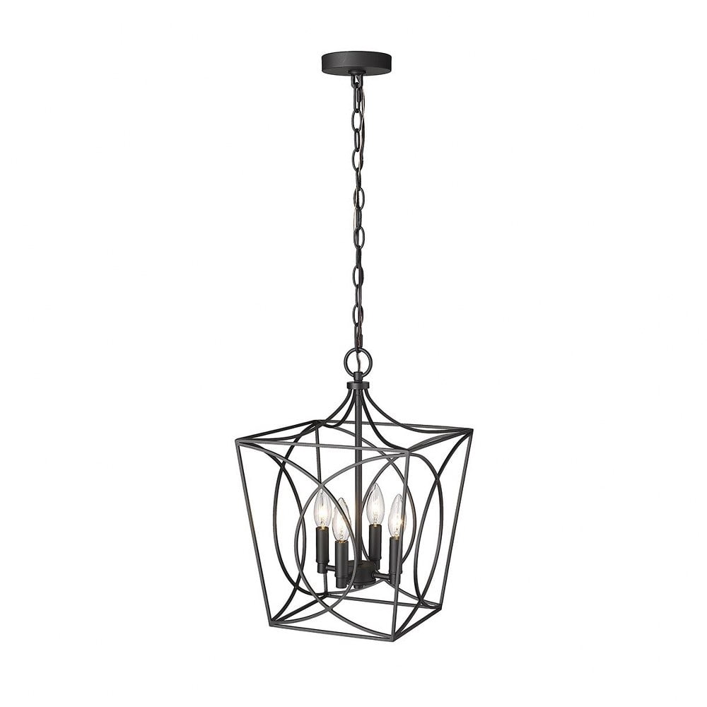 4001-MB Millennium Lighting Tracy - 4 Light Pendant-16.3 Inch Tall and 12 Inch Wide-Matte Black Finish    -Traditional Installation
