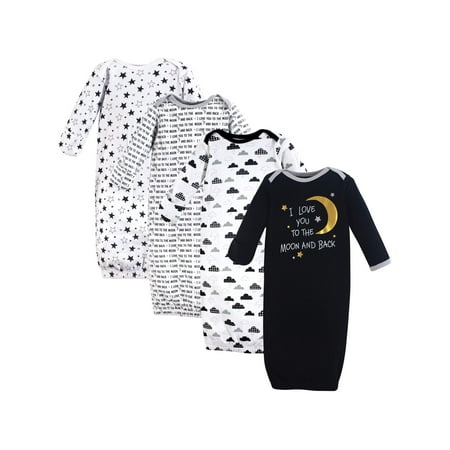 UPC: 0660168531381 | Hudson Baby Infant Cotton Long-Sleeve Gowns 4pk  Moon And Back  0-6 Months