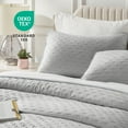 thumbnail image 6 of 3 Pcs Elegant Solid Color Quilt Set with Envelope Pillowcases, Soft and Lightweight, Queen, Light Gray, 6 of 9