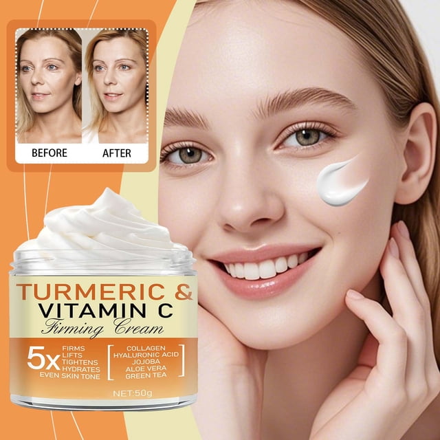 Cremas y humectantes 50 g Crema reafirmante de cúrcuma y vitamina C: hidratante, refrescante, suavizante, iluminadora, hidratante y reafirmante.