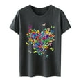 thumbnail image 4 of Tiqkatyck Womens Tops on Sale, Women's Love Butterfly Printed Shirt Short Sleeve Crew Neck T Shirt Fashion Lightweight Soft Casual Summer Tops Graphic Tees for Women Love Shirts for Women Dark Gray S, 4 of 4