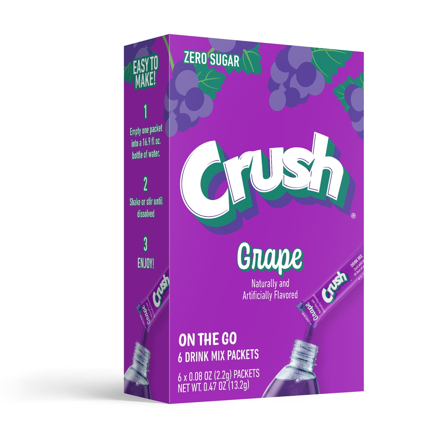 Crush Sugar Free Grape On the Go Drink Mix, 0.08 oz, 6 count