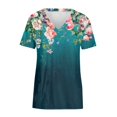 thumbnail image 4 of CNKOO Hauts pour Femmes Mode Décontractée Imprimé Col en V Manches Courtes T-shirt Imprimé Bleu L, 4 of 5
