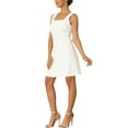 thumbnail image 4 of INSPIRE CHIC Women's 50s Mini Dress Sleeveless Square Neck A-Line Cocktail Party Short Dresses XL White, 4 of 5