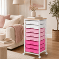 thumbnail image 4 of KK KINGRACK Storage Rolling Cart with 8 Drawers, Wooden Tabletop, Metal & Plastic, Pink, 4 of 9
