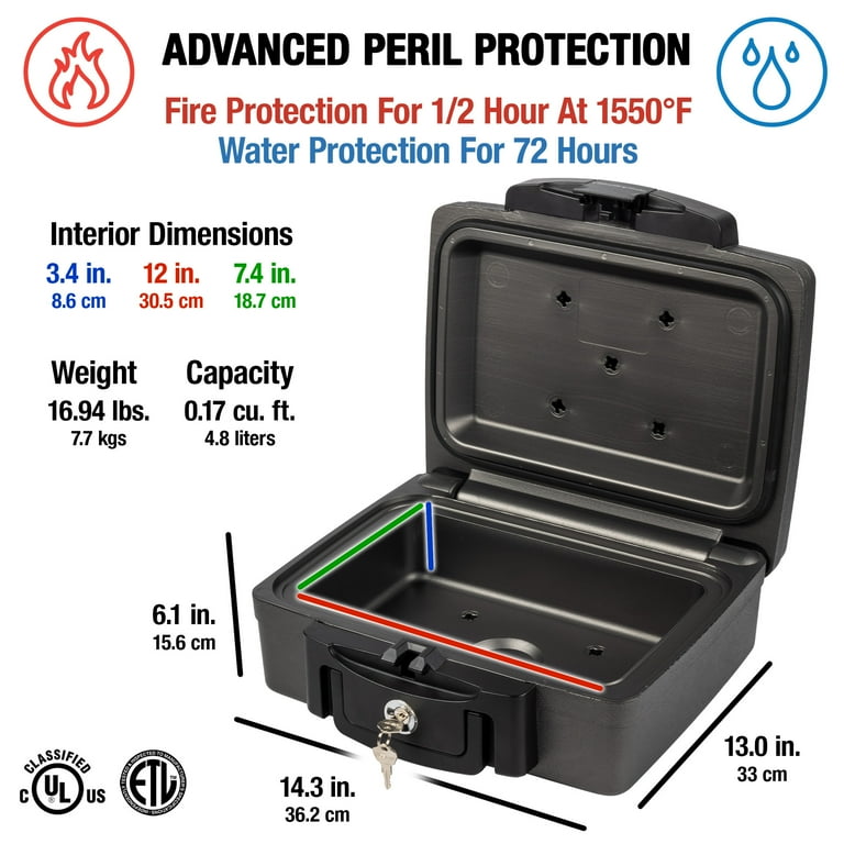 SentrySafe H0100 Fireproof & Waterproof Safety Security Box with