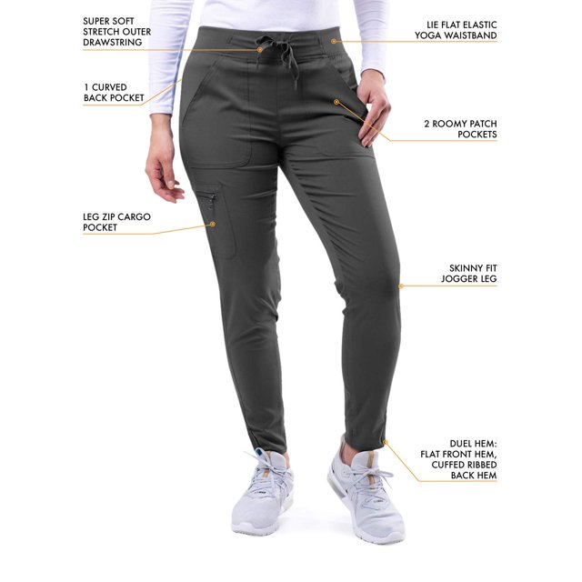 Adar Pro Modern Athletic Scrub Set For Women - Modern V-Neck Scrub Top & Yoga Jogger Scrub Pants