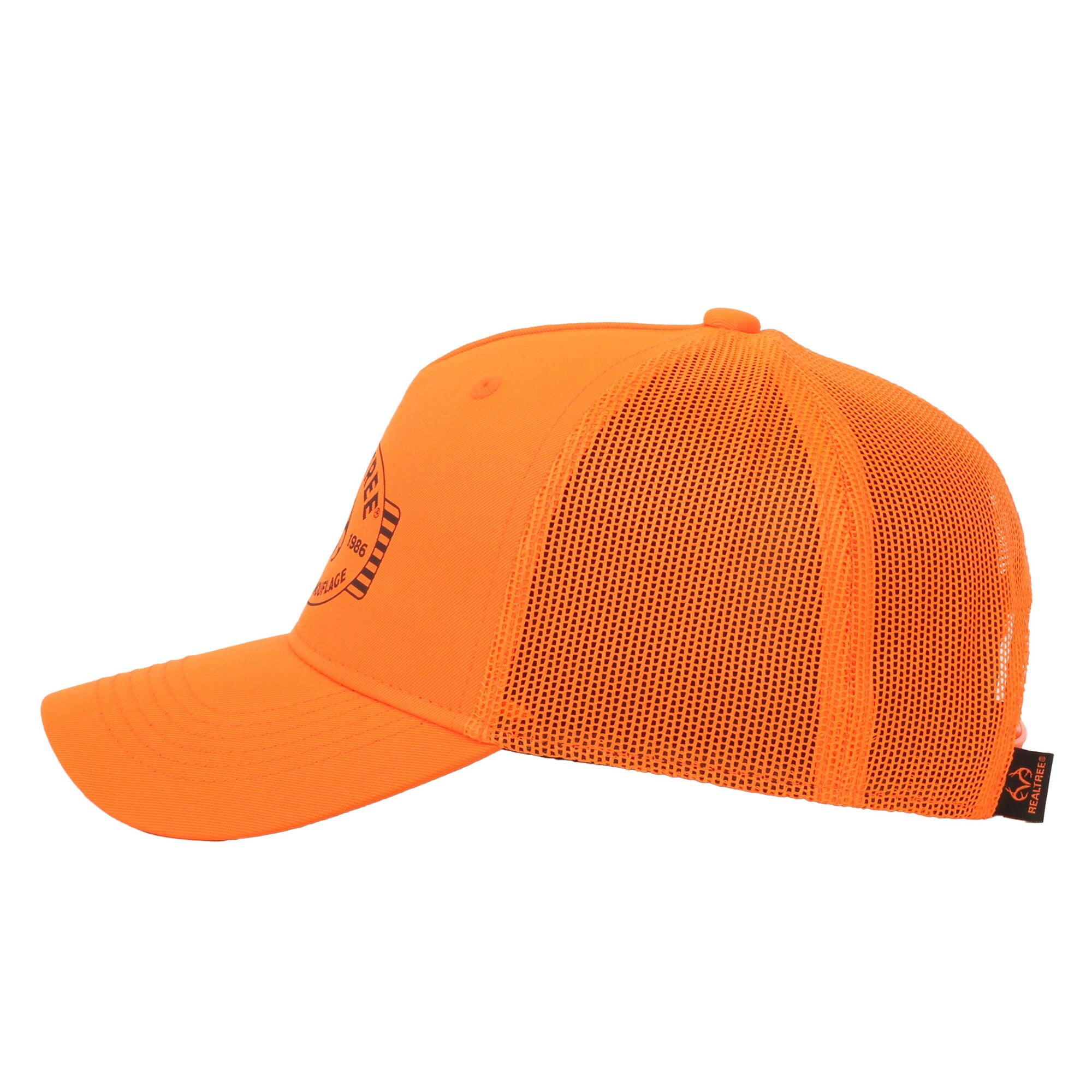Realtree Structured 5-Panel Trucker Hat – Blaze Orange Screen Print Antlers Meshback Cap, One Size