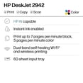 thumbnail image 4 of HP DeskJet 2942 Wireless All-in-One Color Inkjet Printer, Scanner, Copier, 6 months free Instant Ink, 4 of 17