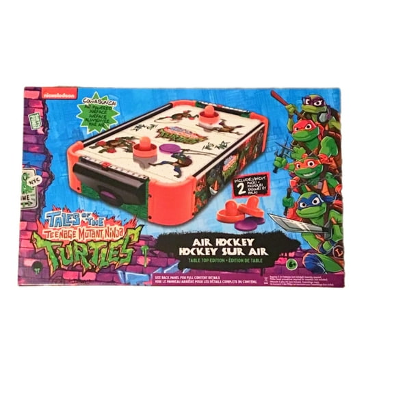 TEENAGE MUTANT NINJA TURTLES TABLETOP AIR HOCKEY NYC EDITION AIR POWERED SURFACE 2 PUCKS & PADDLES INCLUDED