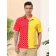 thumbnail image 2 of Lars Amadeus Camisa hawaiana de patchwork con botones y mangas cortas de lunares de verano para hombre Rojo amarillo M, 2 of 6