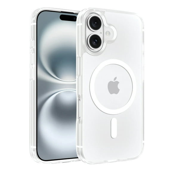 onn. iPhone 16 Plus Hard-Shell Clear Phone Case, Magsafe Compatible, Scratch Resistant