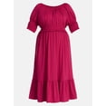 thumbnail image 4 of Terra & Sky Women’s Plus Scoop Neck Maxi Dress with Elbow Length Sleeves, Size 0X-5X, 4 of 4