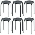 thumbnail image 6 of Spaco Set of 6 Stackable Multifunctional Daisy Design Backless Round Metal Stool Set-Black, Bar Height Stools, Counter Height Bar Stools for Kitchen, Dining Room, 6 of 10