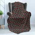 thumbnail image 4 of Poppy Flower Soft Flannel Fleece Blanket, Hand Drawn Nature Growth Pattern with Swirls on Teal Background, Cozy Plush for Indoor and Outdoor Use, 70" x 90", Vermilion Black and Teal, by Ambesonne, 4 of 5