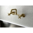 thumbnail image 2 of Kingston Brass KS423SB Concord Two-Handle Wall-Mount Kitchen Faucet, Brushed Brass, 2 of 5