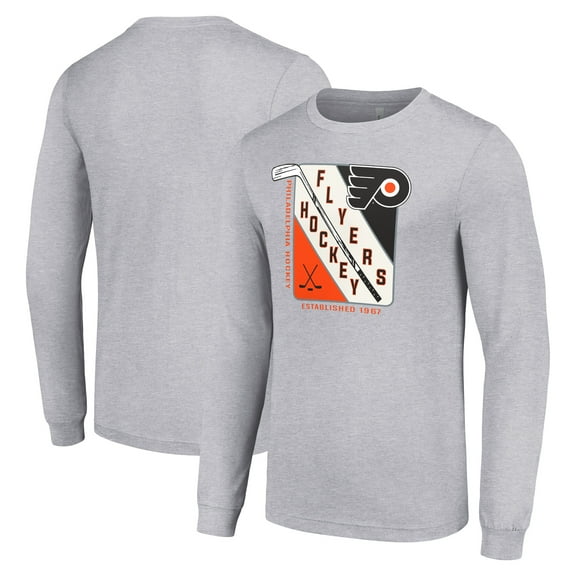 Men's Starter Heather Gray Philadelphia Flyers Shield Long Sleeve Graphic T-Shirt